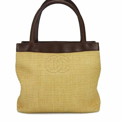 Chanel Raffia Tote Summer Shoulder Bag Straw Beige Brown