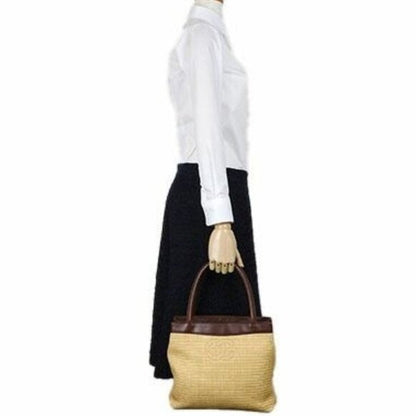 Chanel Raffia Tote Summer Shoulder Bag Straw Beige Brown