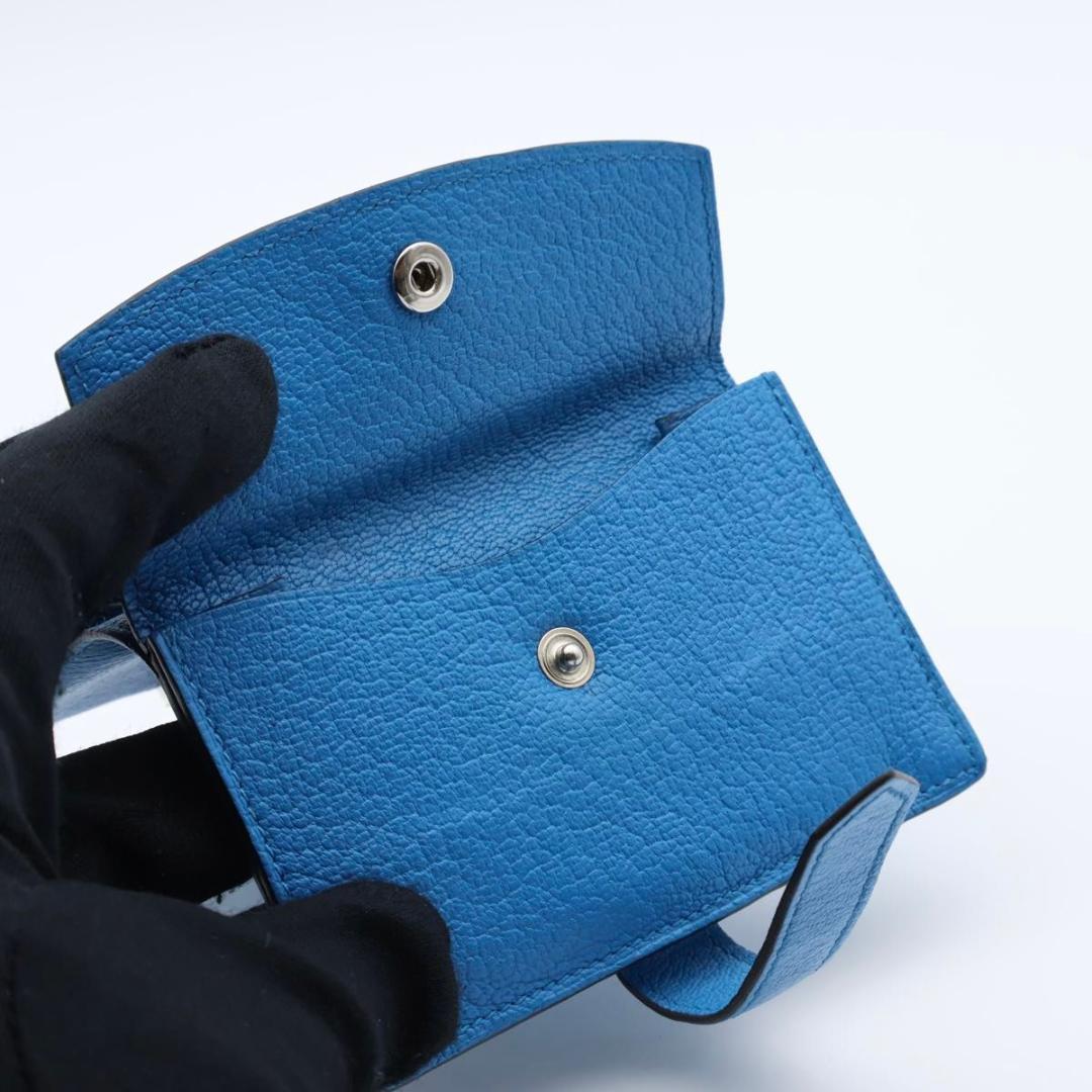 Hermes Bearn Mini Chevre Bifold Wallet Blue — view 5