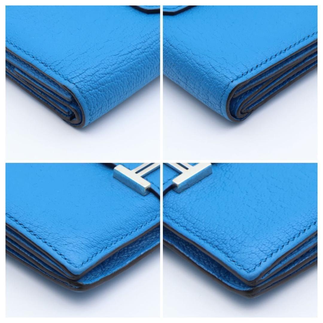 Hermes Bearn Mini Chevre Bifold Wallet Blue — view 8