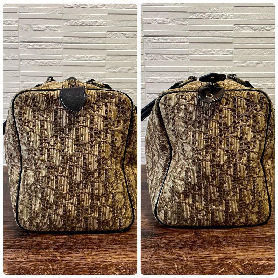 Dior Trotter Canvas Leather Boston Bag Hand Brown