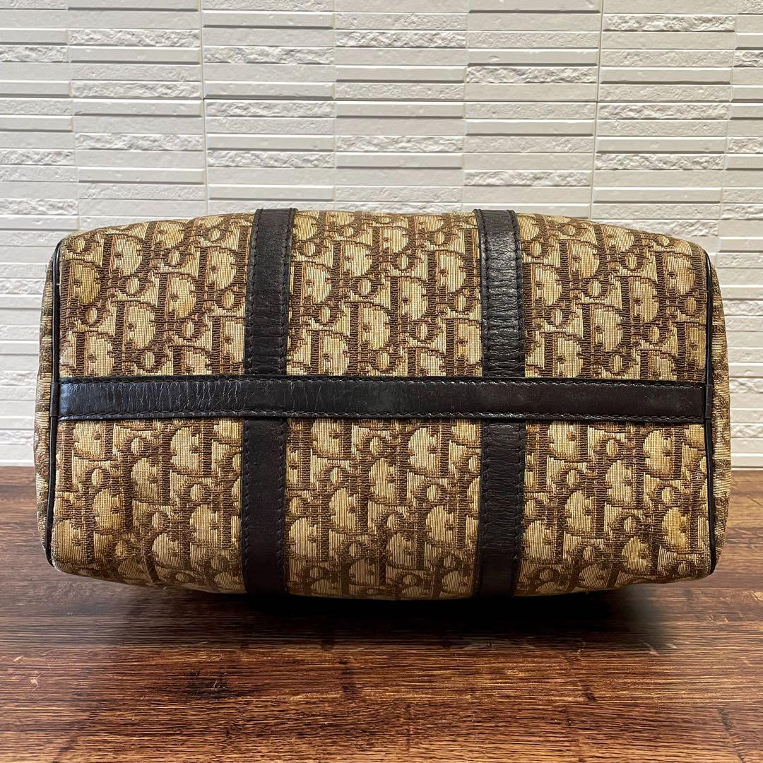 Dior Trotter Canvas Leather Boston Bag Hand Brown