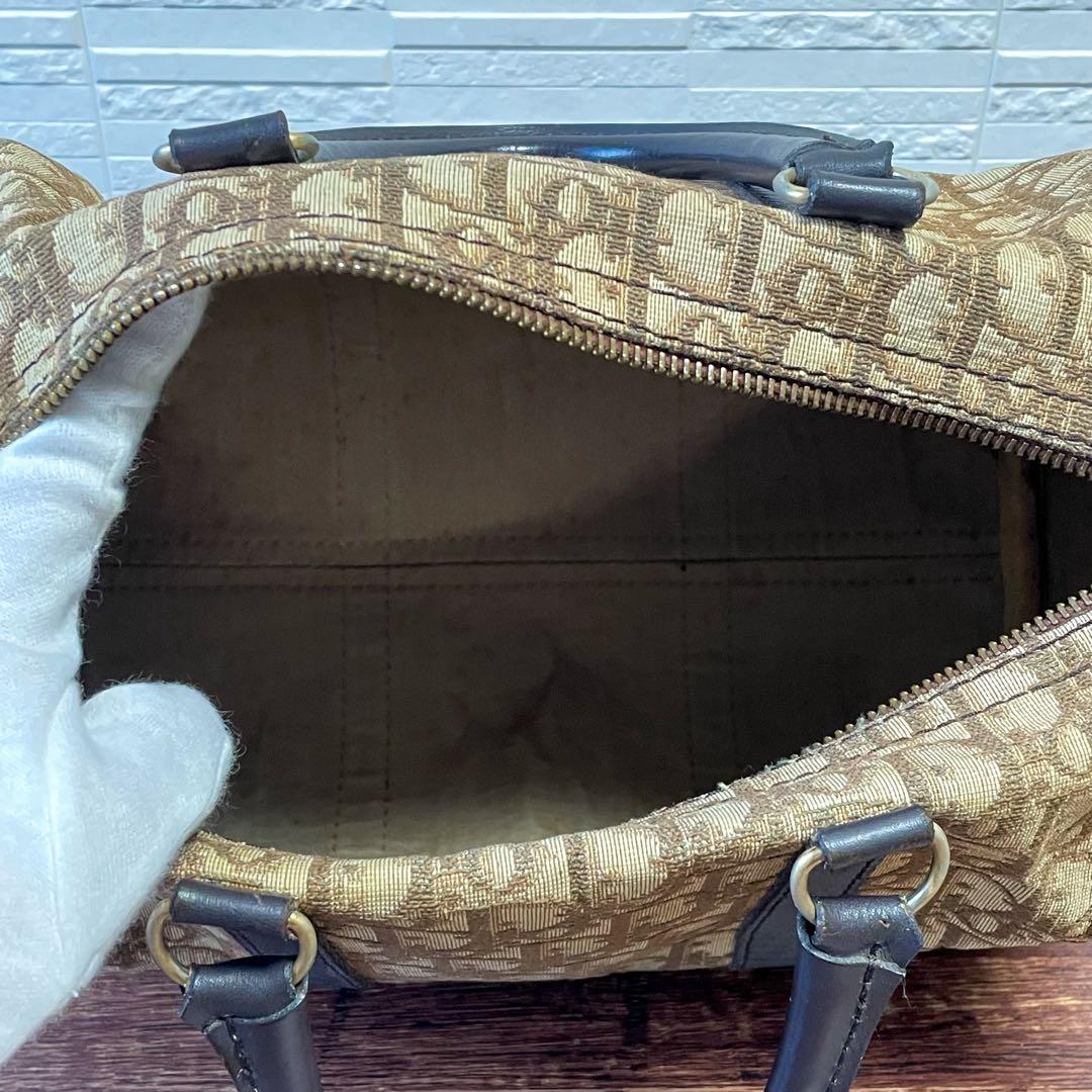 Dior Trotter Canvas Leather Boston Bag Hand Brown