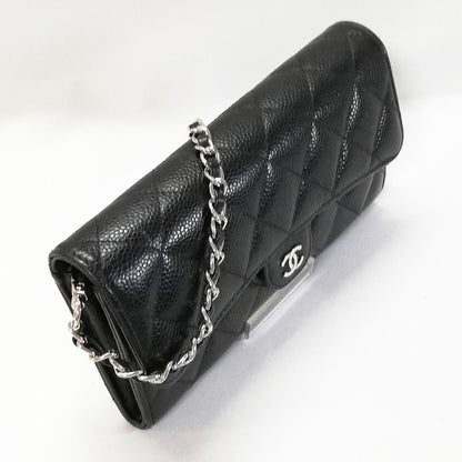 Chanel Caviar Quilted Wallet Black Silver — view 2