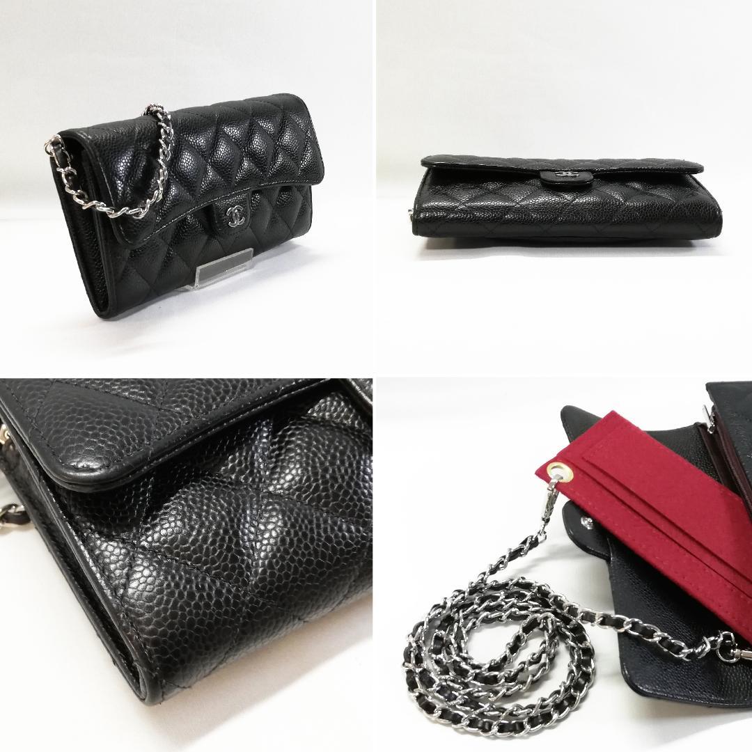 Chanel Caviar Quilted Wallet Black Silver — view 3