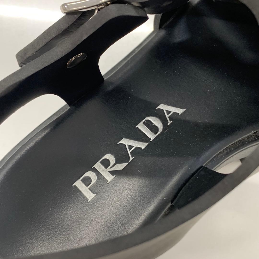Prada Monolith Rubber Triangle Logo Sandals Black — view 8