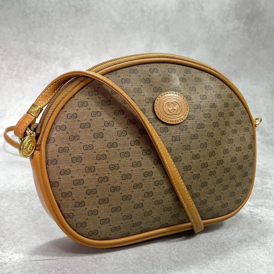 Gucci GG Shoulder Bag Brown Beige Leather