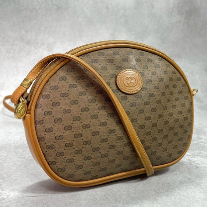 Gucci GG Shoulder Bag Brown Beige Leather
