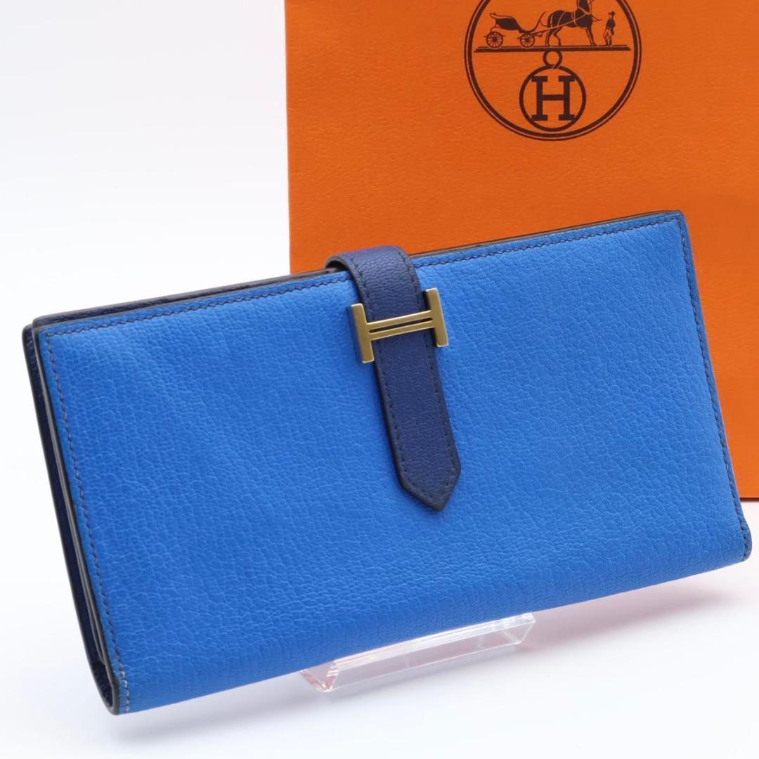 Hermes Bearn Wallet Bull Blue