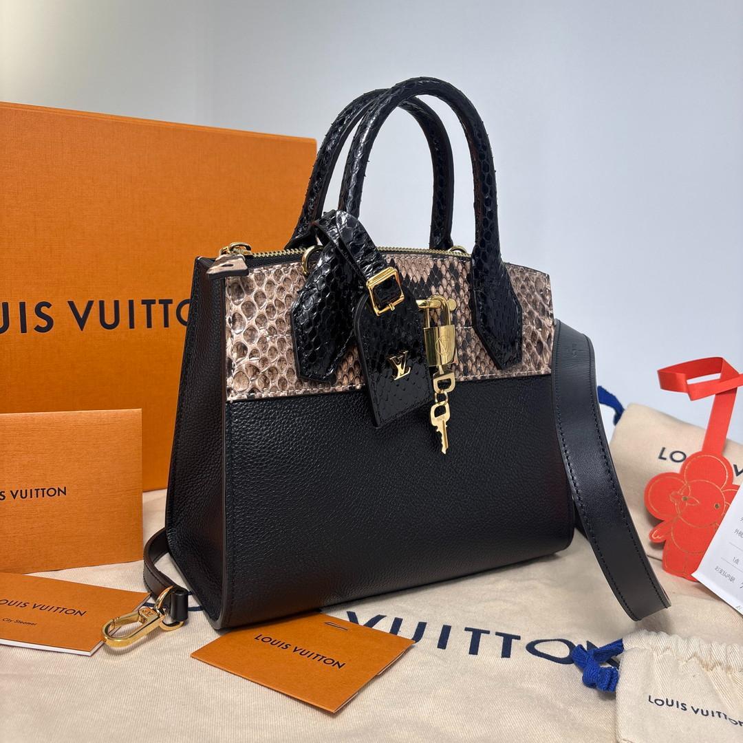 Louis Vuitton Taurillon City Steamer Handbag with Receipt — view 3