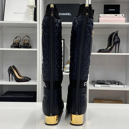 Chanel Nylon CC Logo Quilted Pocket Long Boots — view 4