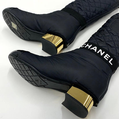 Chanel Nylon CC Logo Quilted Pocket Long Boots — view 5