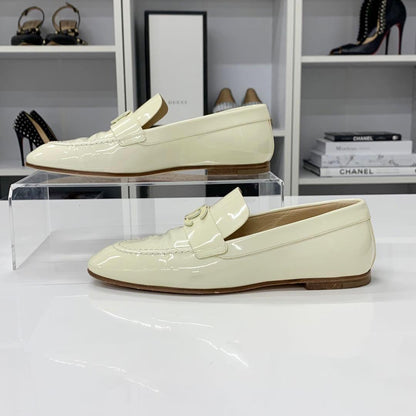 Chanel CC Logo Patent Loafers Ivory — view 3