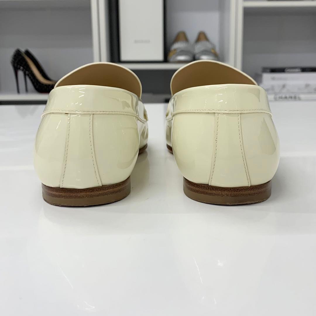 Chanel CC Logo Patent Loafers Ivory — view 5