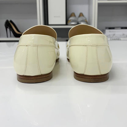 Chanel CC Logo Patent Loafers Ivory — view 5