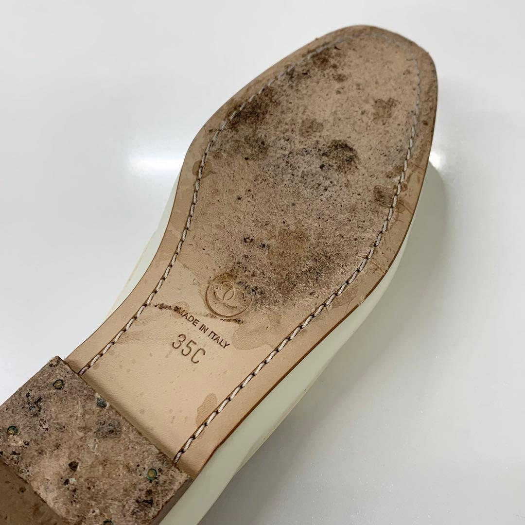 Chanel CC Logo Patent Loafers Ivory — view 8