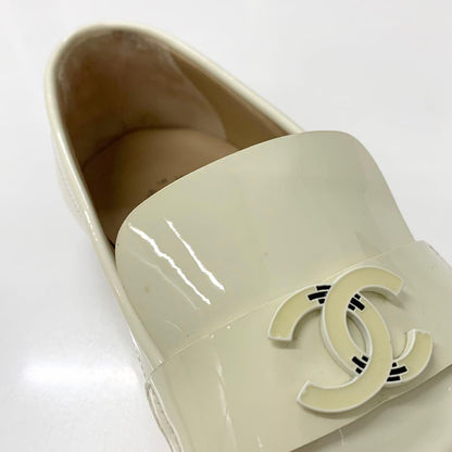 Chanel CC Logo Patent Loafers Ivory — view 9