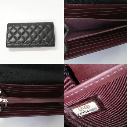 Chanel Caviar Leather Quilted Wallet Black Silver — view 4