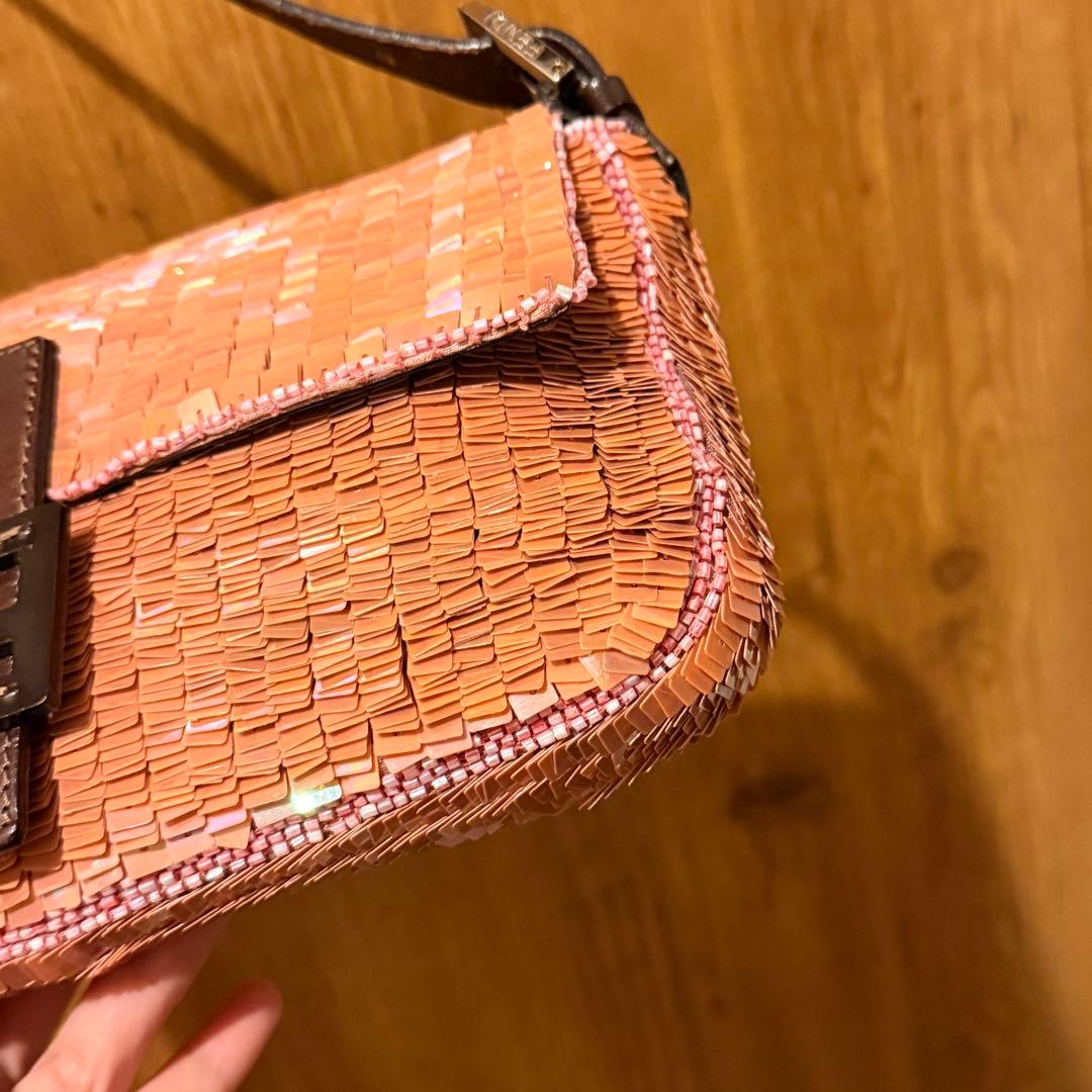 Fendi Baguette Shoulder Bag Sequin Pink — view 4