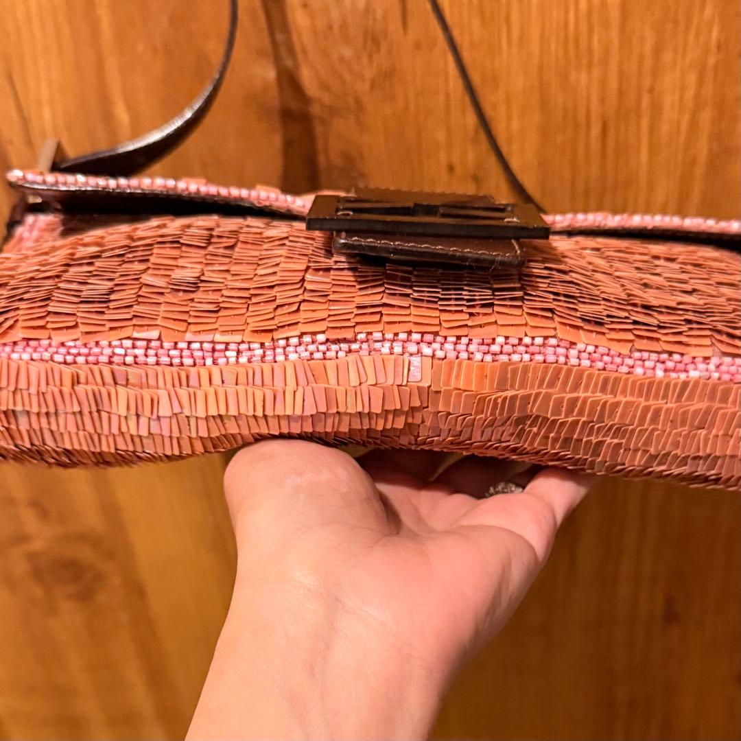 Fendi Baguette Shoulder Bag Sequin Pink — view 5