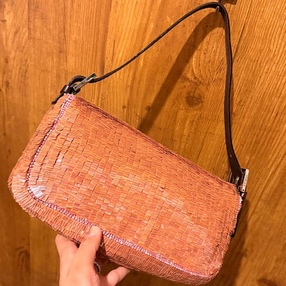 Fendi Baguette Shoulder Bag Sequin Pink — view 6