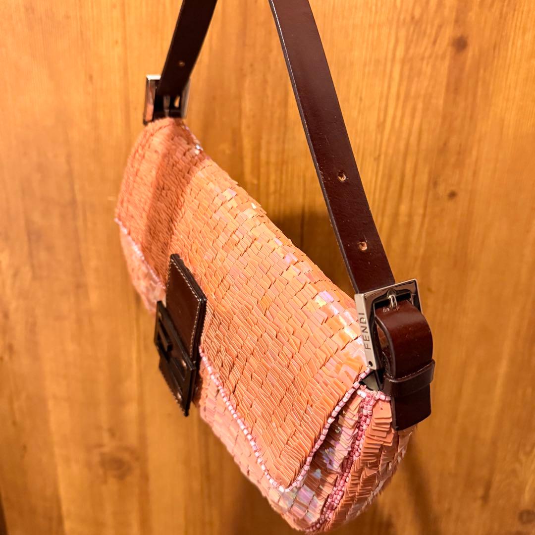 Fendi Baguette Shoulder Bag Sequin Pink — view 7