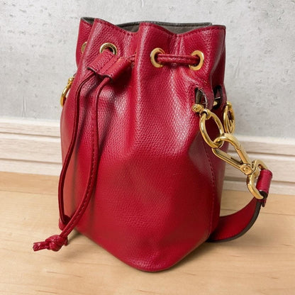 Fendi Montresor Drawstring Bucket Bag Leather Red 2-Way — view 2