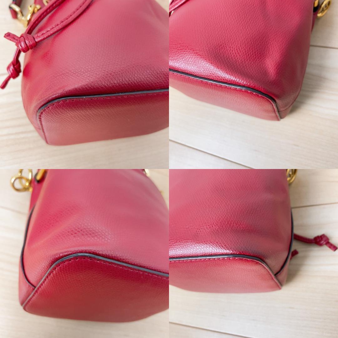 Fendi Montresor Drawstring Bucket Bag Leather Red 2-Way — view 6