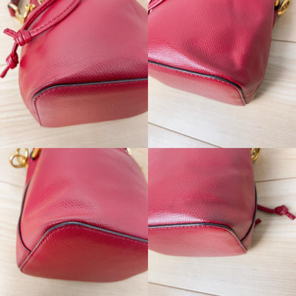 Fendi Montresor Drawstring Bucket Bag Leather Red 2-Way — view 6