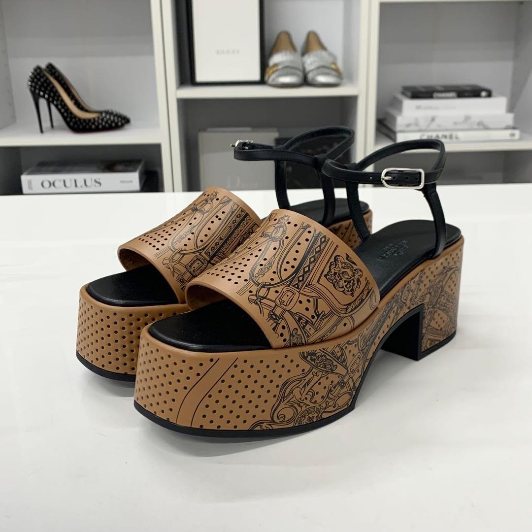 Hermes Cervera Bride de Gala Eyeliner Perforet Leather Sandals