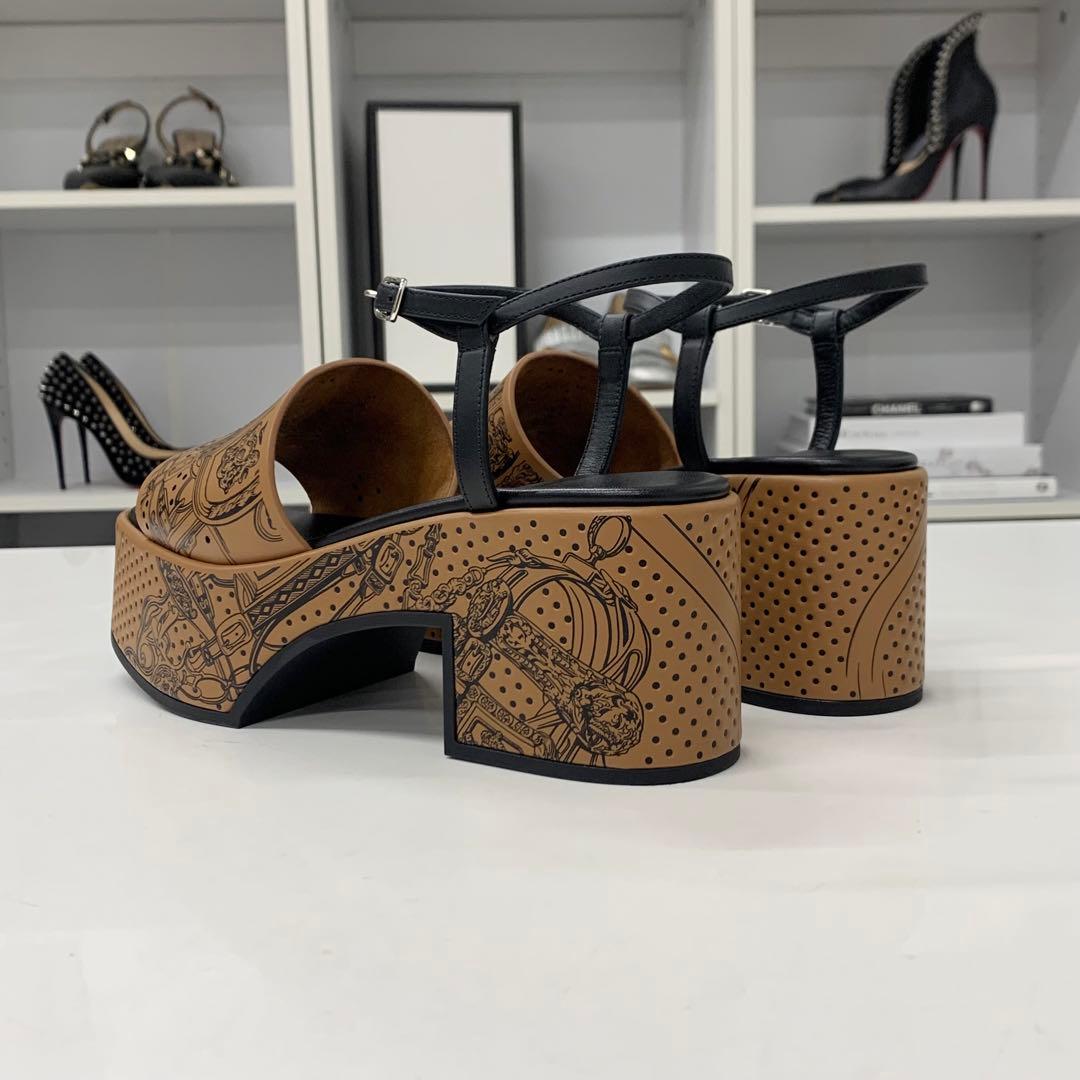 Hermes Cervera Bride de Gala Eyeliner Perforet Leather Sandals
