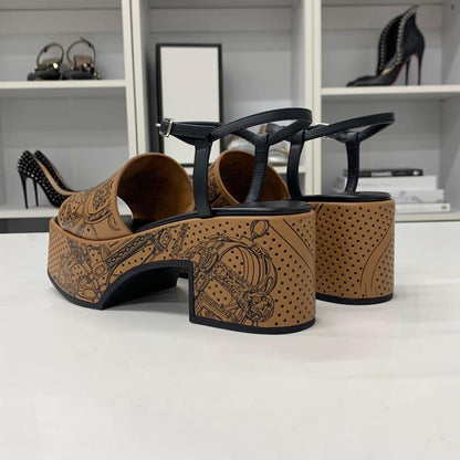 Hermes Cervera Bride de Gala Eyeliner Perforet Leather Sandals