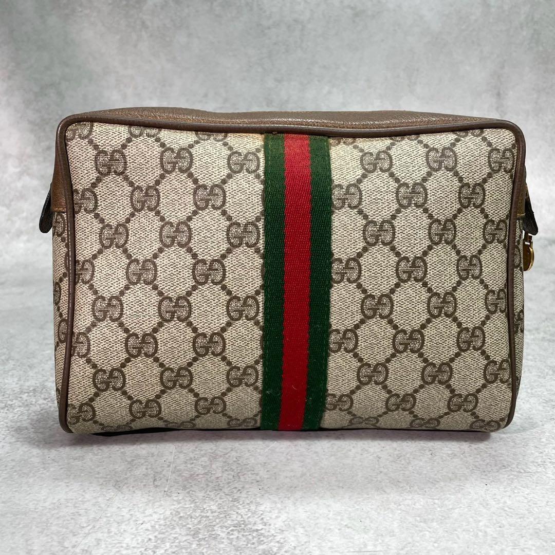 Gucci GG Sherry Line Clutch Brown Logo Leather — view 3