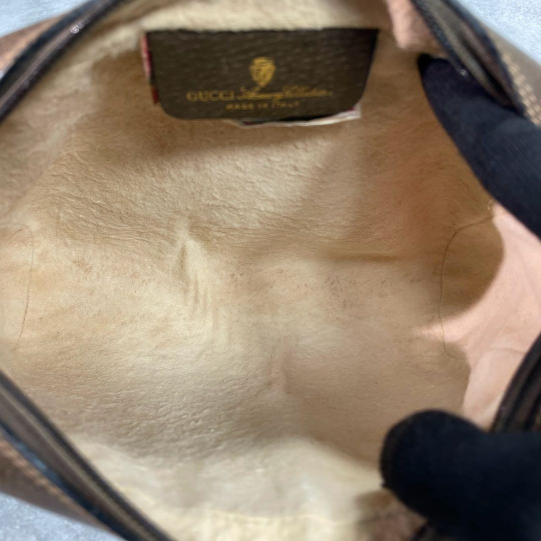 Gucci GG Sherry Line Clutch Brown Logo Leather — view 4