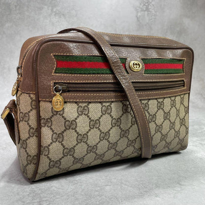 Gucci GG Sherry Line Shoulder Bag Brown Leather