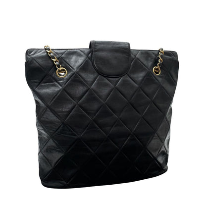 Chanel Lambskin Quilted Chain Shoulder Tote CC Logo — view 2