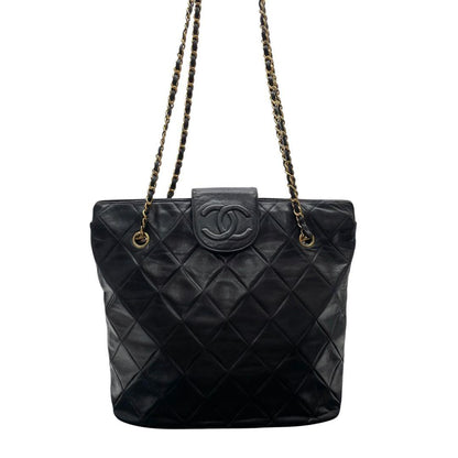 Chanel Lambskin Quilted Chain Shoulder Tote CC Logo — view 3
