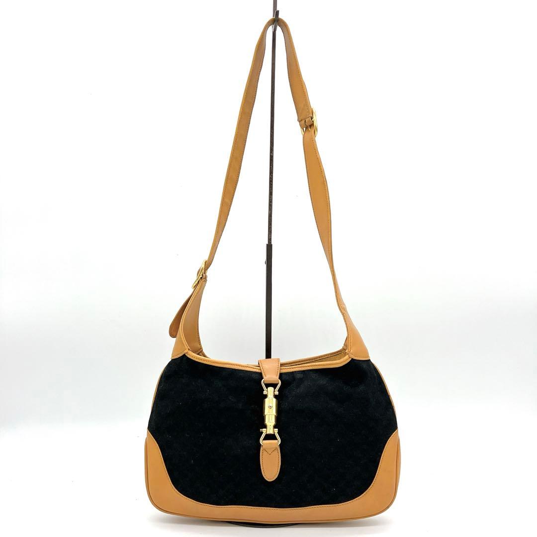Gucci Shoulder Bag Jackie Line Micro GG Canvas Black
