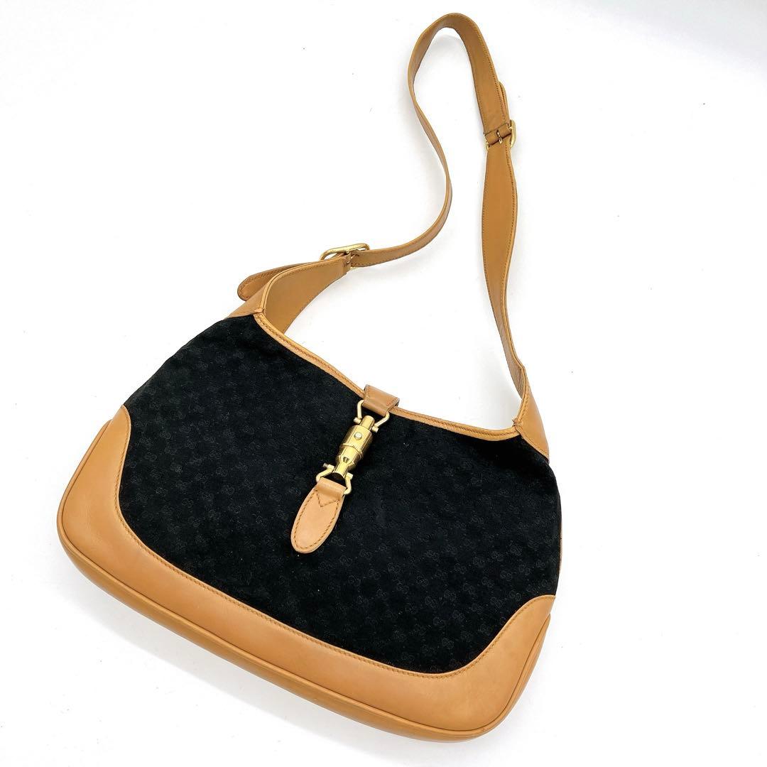 Gucci Shoulder Bag Jackie Line Micro GG Canvas Black