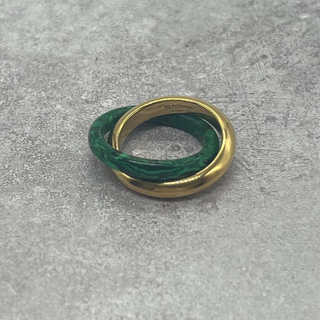 Bottega Veneta Interlocking Double Ring Malachite