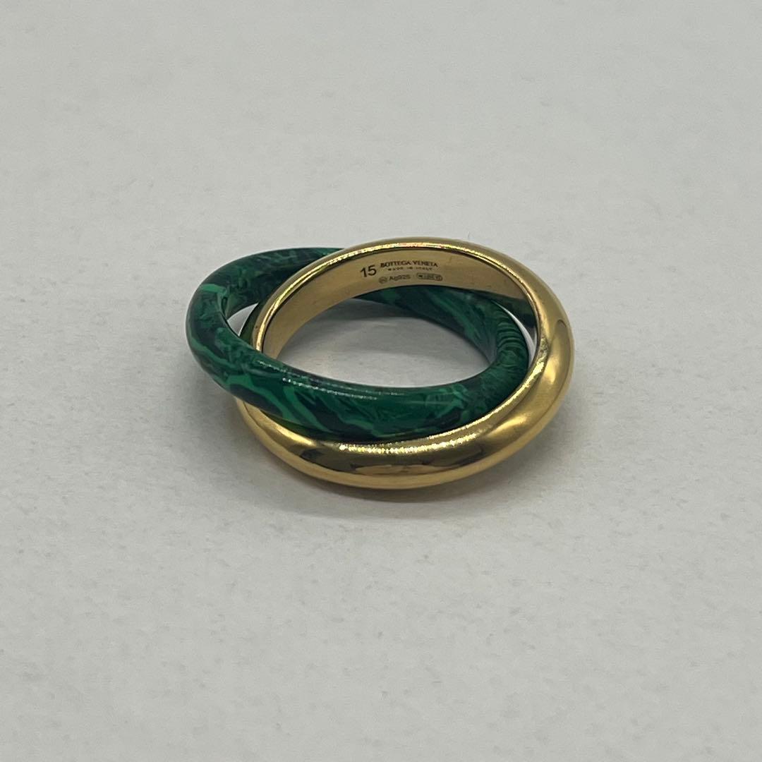 Bottega Veneta Interlocking Double Ring Malachite — view 2