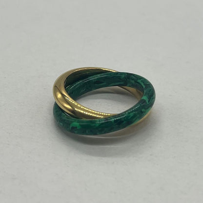 Bottega Veneta Interlocking Double Ring Malachite — view 5
