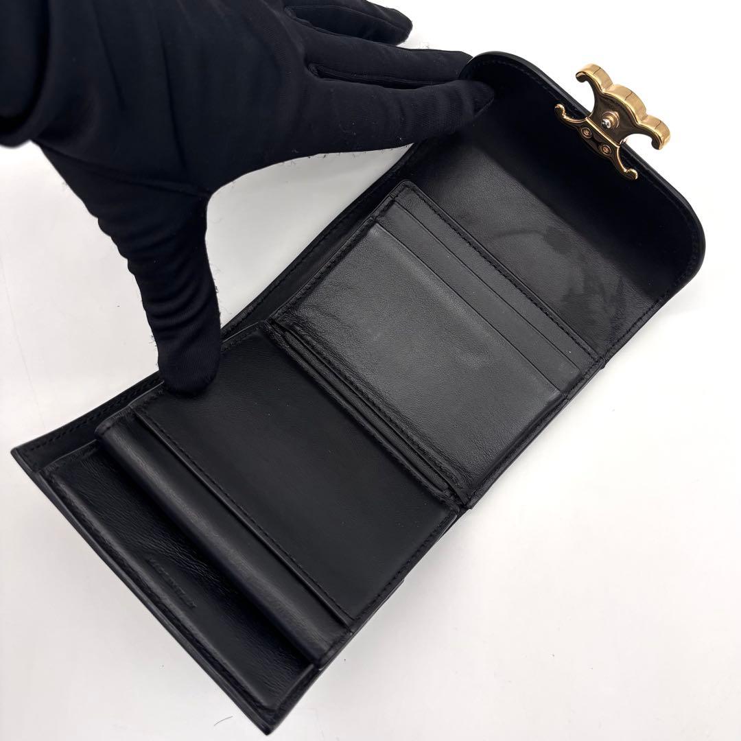 Celine Small Flap Wallet Triomphe Trifold Black — view 5