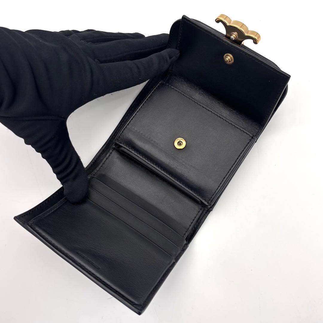 Celine Small Flap Wallet Triomphe Trifold Black — view 6