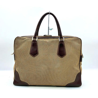 Prada 2-way Bag Business Bag Logo Jacquard Brown