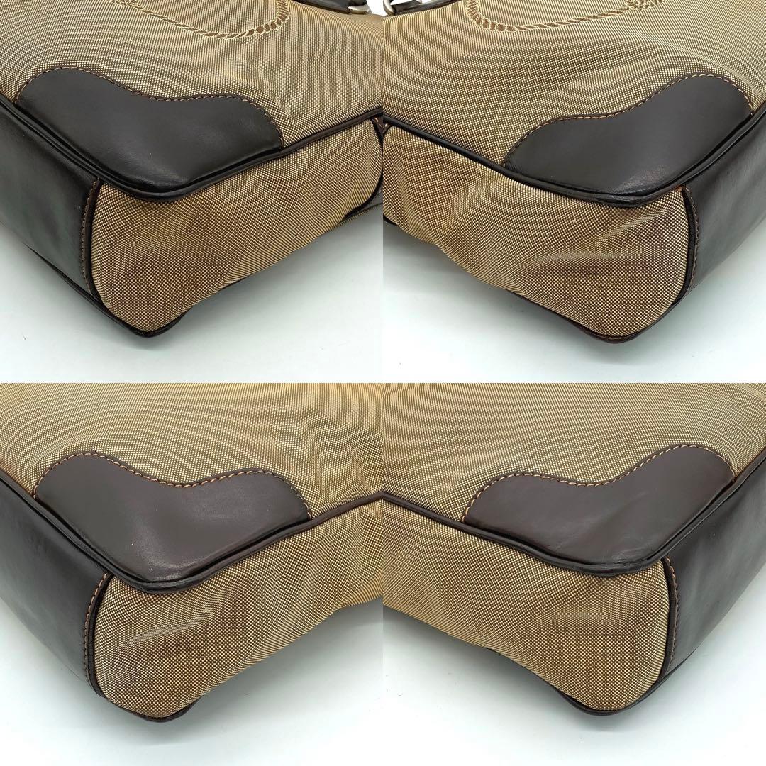 Prada 2-way Bag Business Bag Logo Jacquard Brown