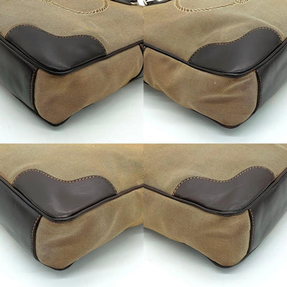 Prada 2-way Bag Business Bag Logo Jacquard Brown