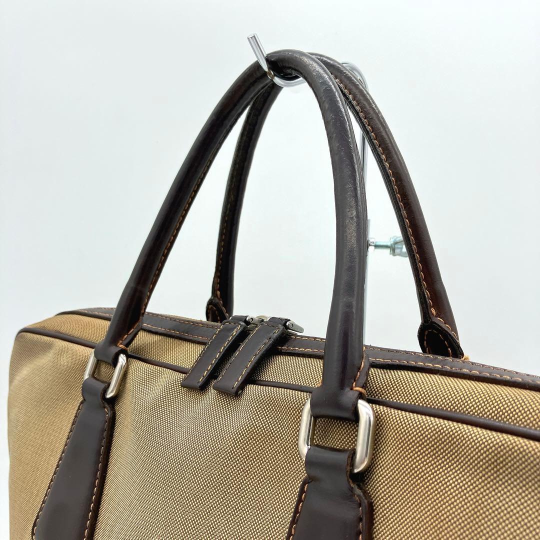 Prada 2-way Bag Business Bag Logo Jacquard Brown