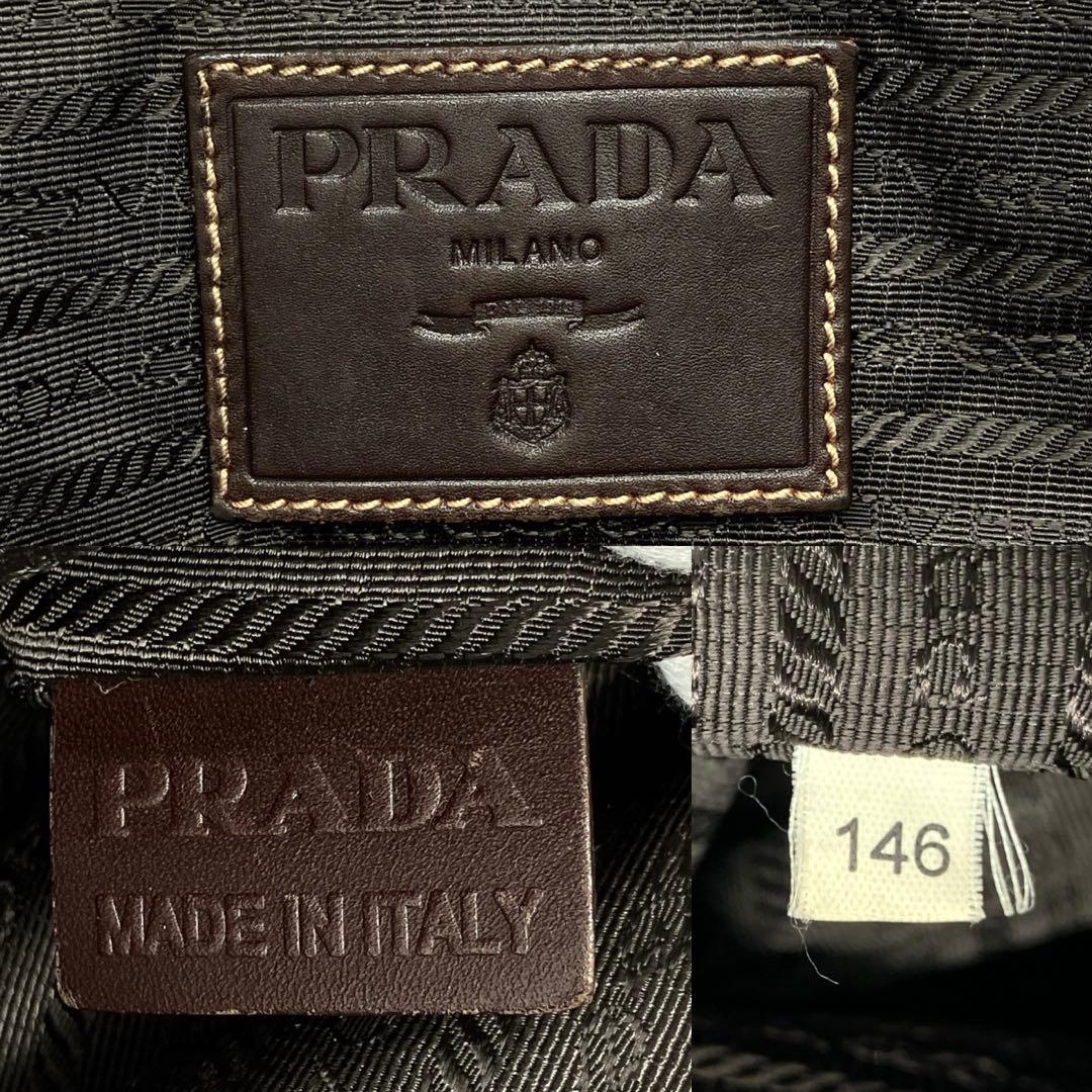 Prada 2-way Bag Business Bag Logo Jacquard Brown