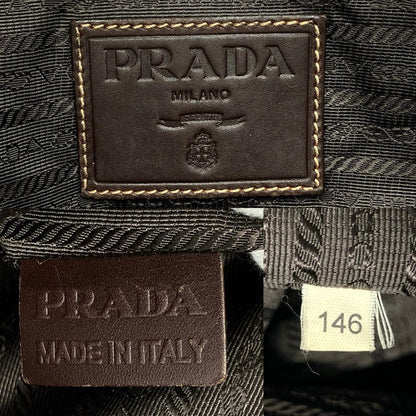 Prada 2-way Bag Business Bag Logo Jacquard Brown